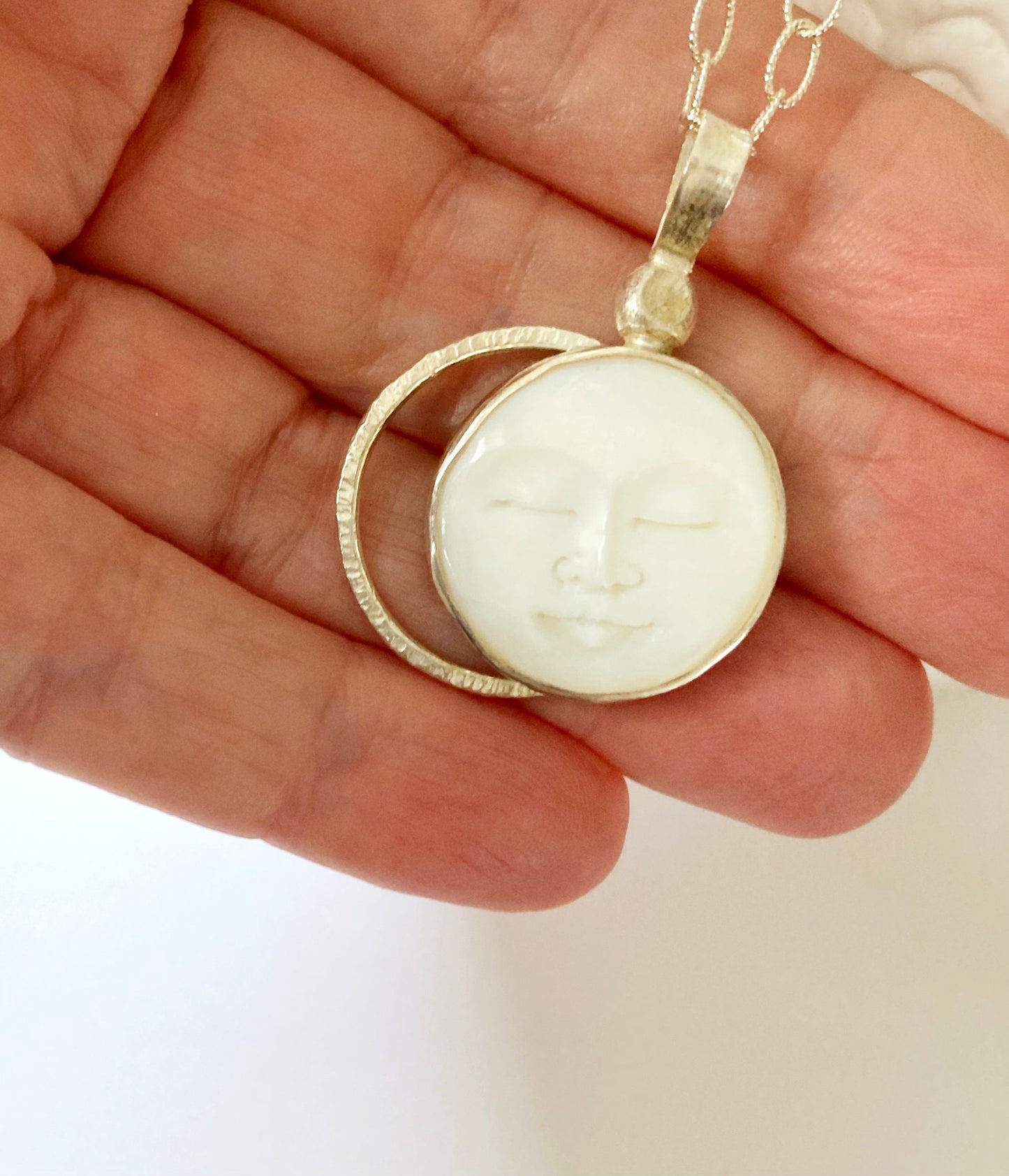 Hand-carved Moonface Necklace
