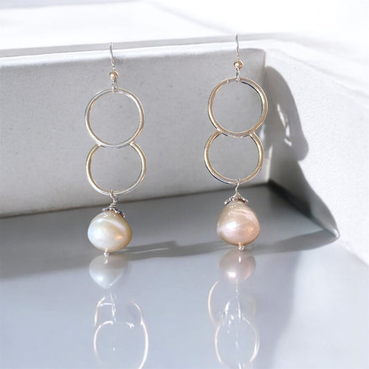 Fresh Water Pearl Drop Earrings in Sterling Silver